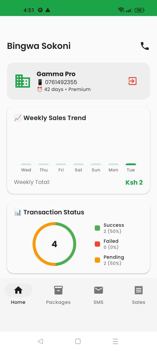 Dashboard - View earnings & transactions
